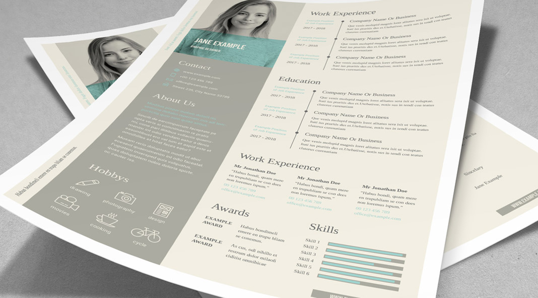 Download Light Beige Resume and CV InDesign Templates with Pale Cyan Accents Download Light Beige Resume and CV InDesign Templates with Pale Cyan Accents