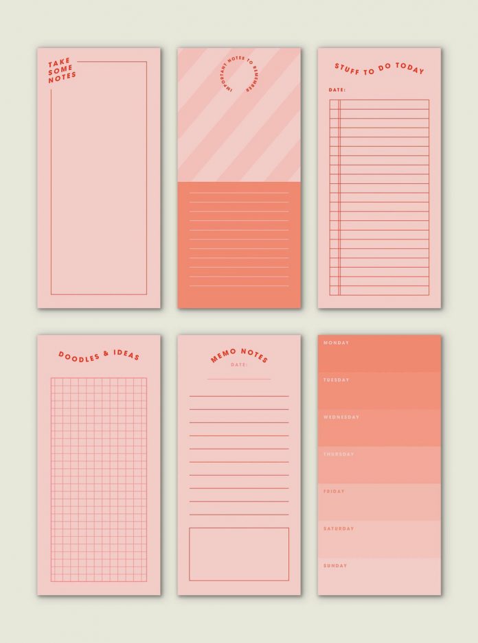 Set of Planners with Pink and Orange Accents available as Adobe Illustrator file
