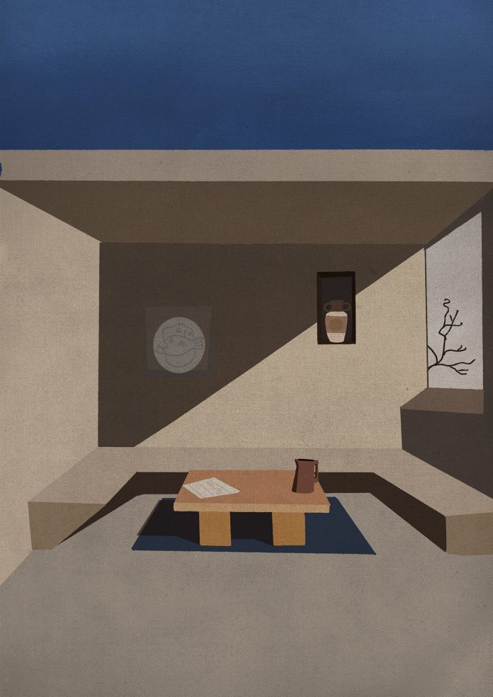 Minimalist Mediterranean architecture illustrated by Ani Malkhasian