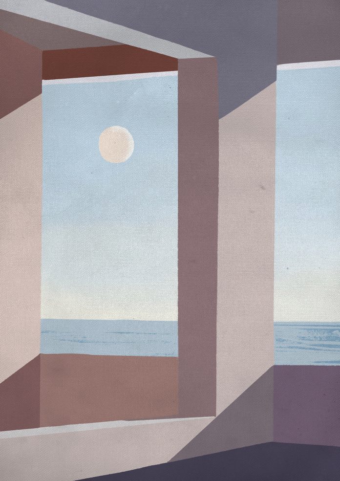 Minimalist Mediterranean architecture illustrated by Ani Malkhasian
