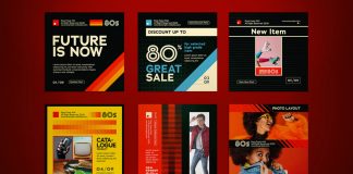 Download 80s inspired retro Instagram post templates