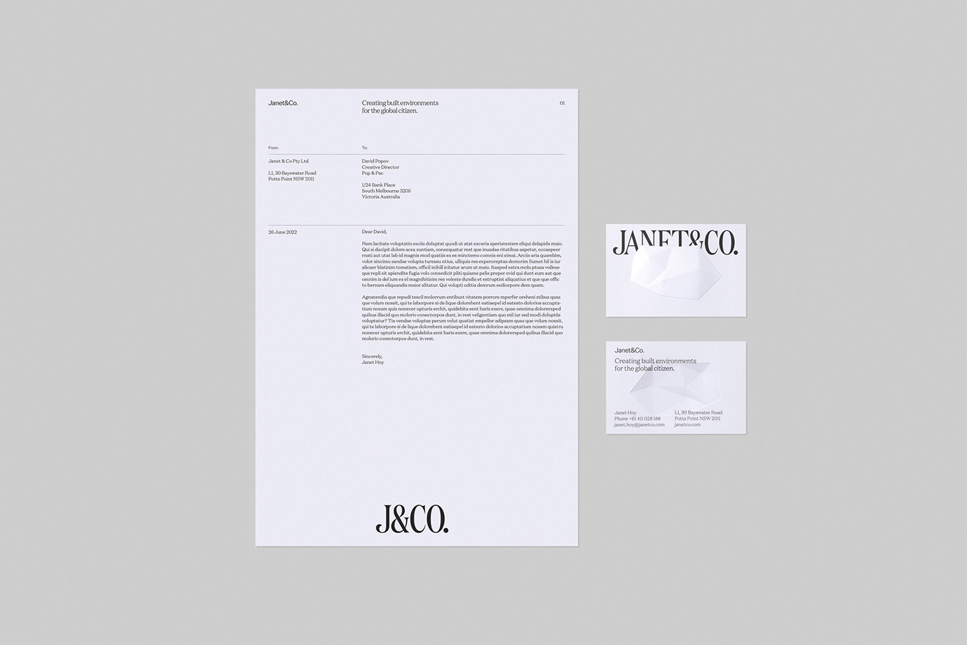 Janet&Co branding by Pop & Pac Studio