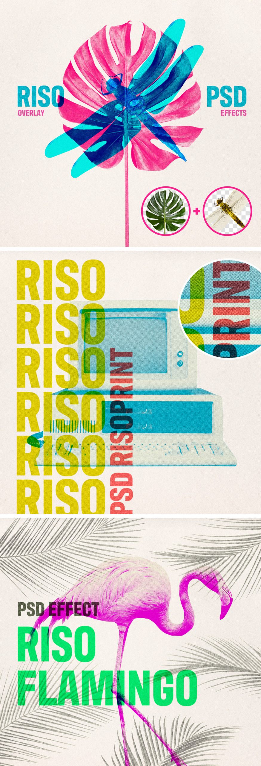 Adobe Photoshop Risograph Double Exposure Print Effect Mockup