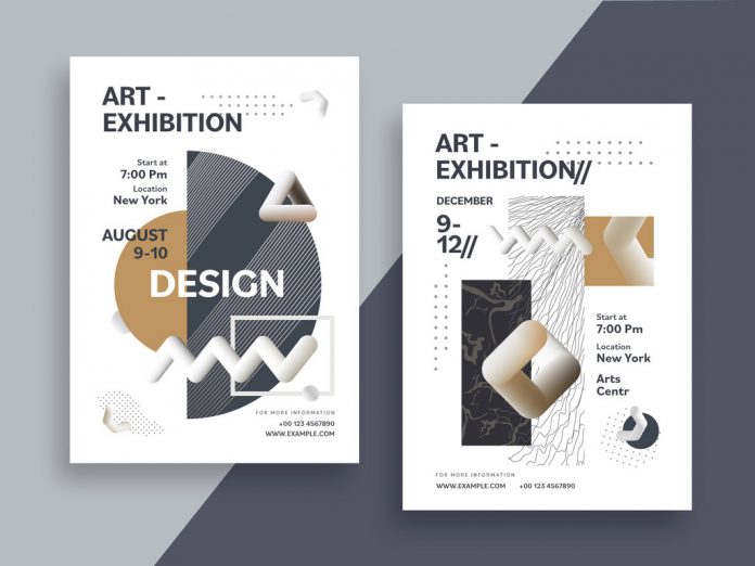 Art Exhibition Poster Templates with Abstract Geometric Elements