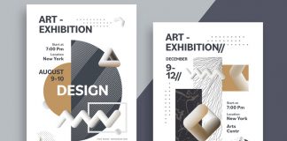 Art Exhibition Poster Templates with Abstract Geometric Elements