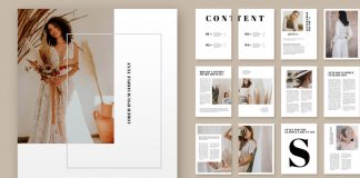 Clean magazine template with placeholders for huge images