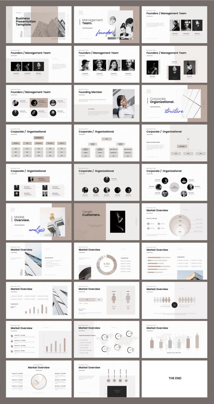 Business Plan Presentation Template with 30 Pages and Infographics