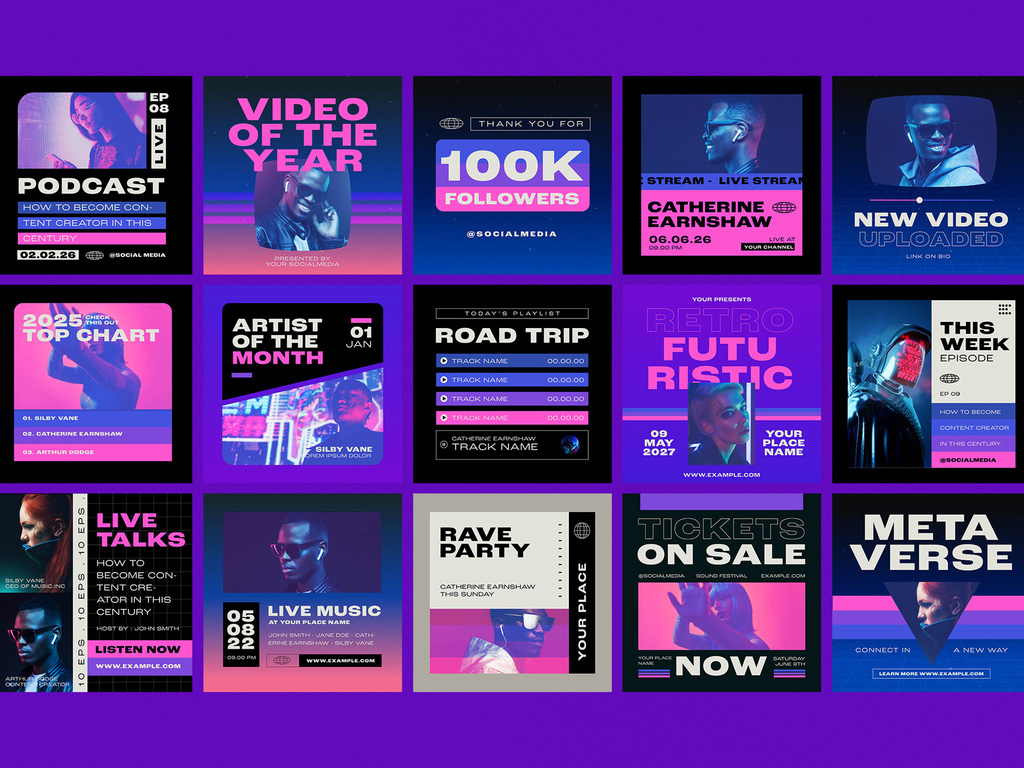 Download Retro Futuristic Instagram Post Templates