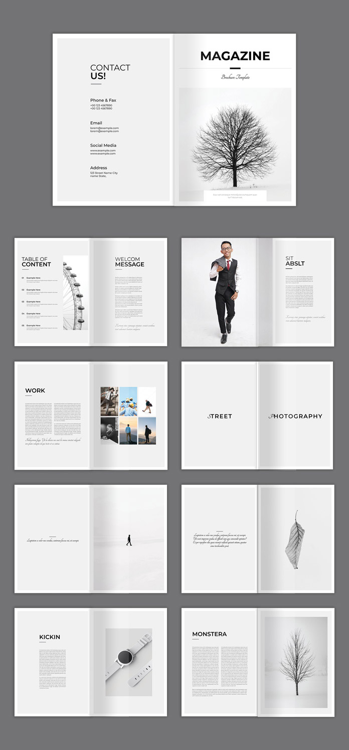 Download a minimal magazine template for Adobe InDesign