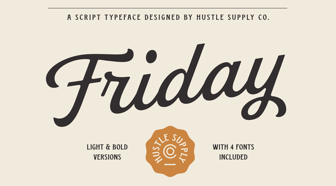 Friday Script Font by Hustle Supply Co. Friday Script Font by Hustle Supply Co.