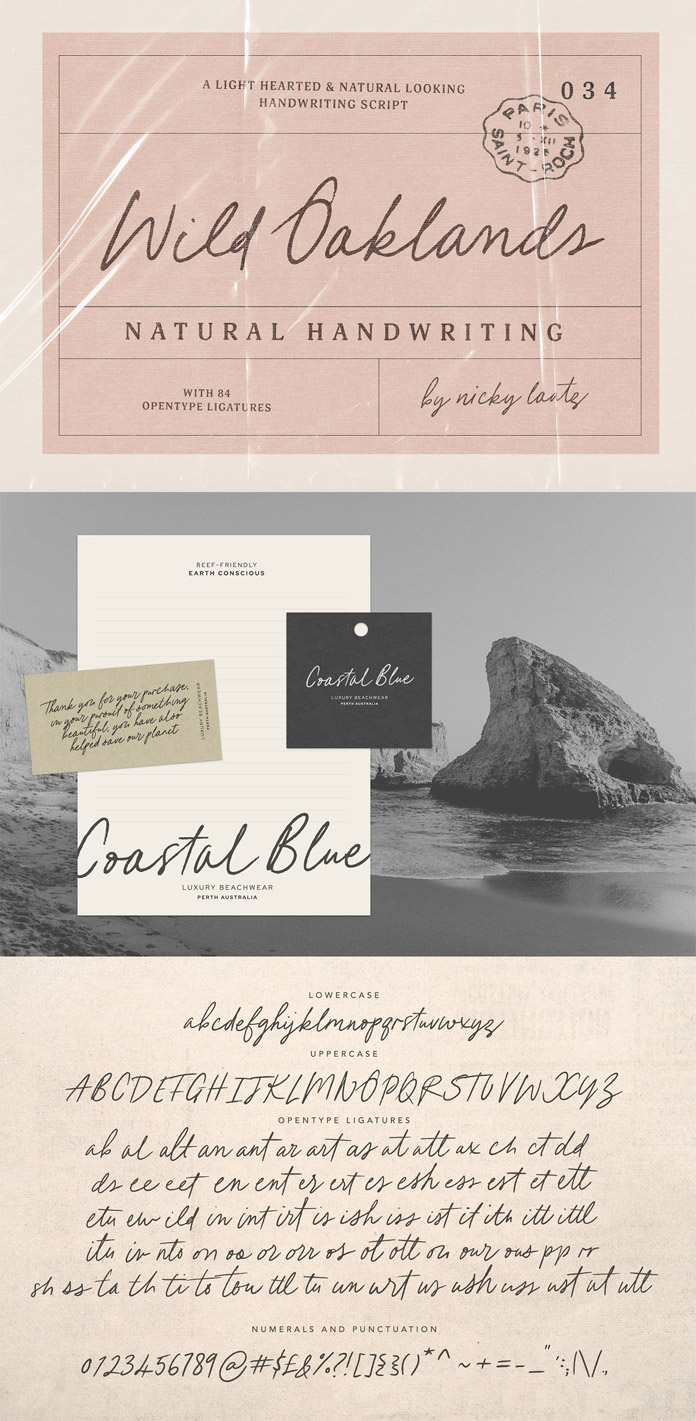 Wild Oaklands Handwriting Script Font by Nicky Laatz