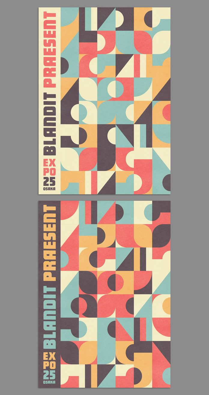 Abstract Geometric Poster and Cover Templates with Flat Pattern Design Elements