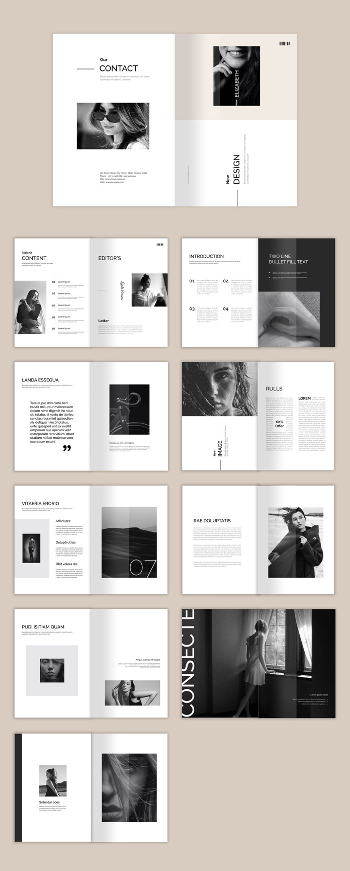 Download Black & White Magazine InDesign Template by PixWork