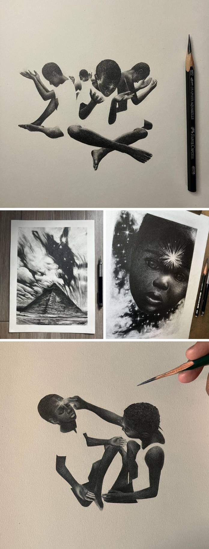 Graphite drawings by Omer Malik