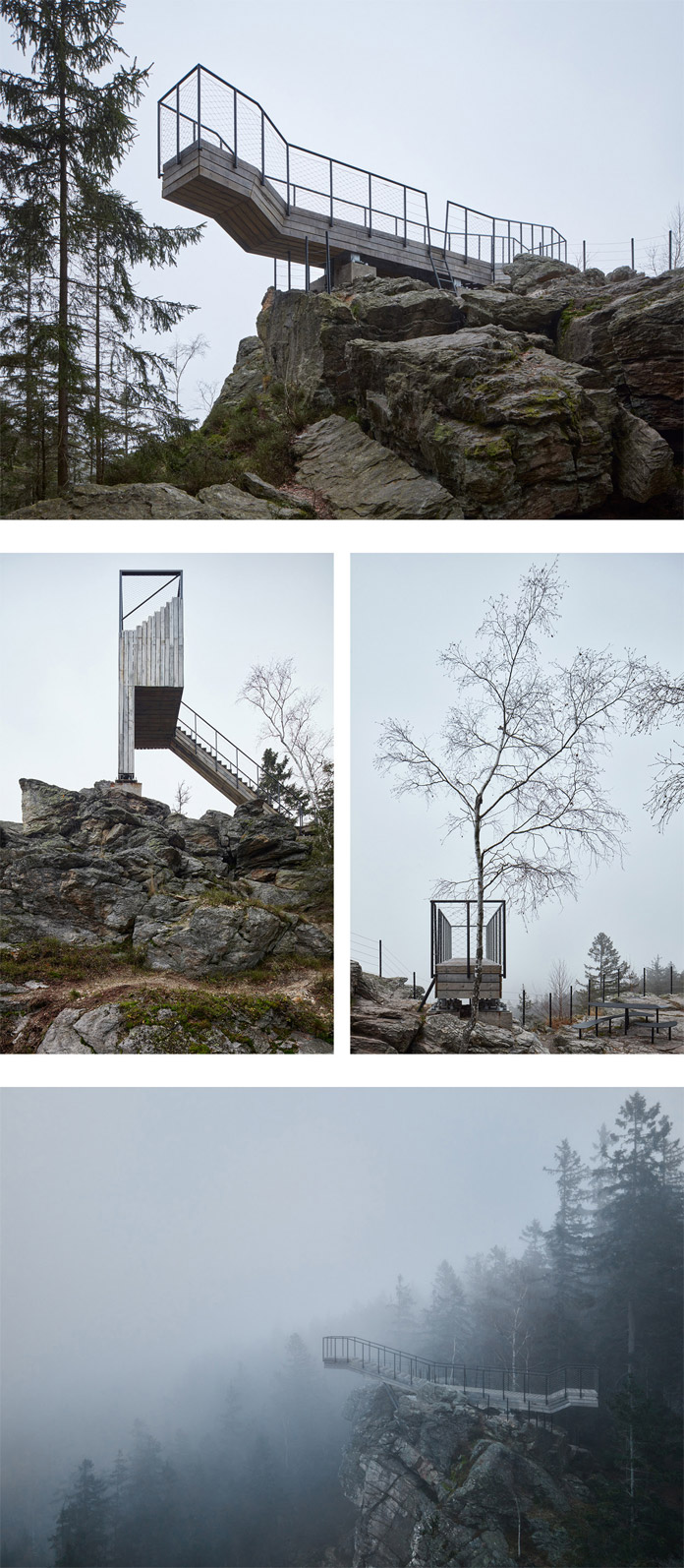 Mjölk architekti designed four lookouts on the top of the mountain Stráž above Rokytnice nad Jizerou.