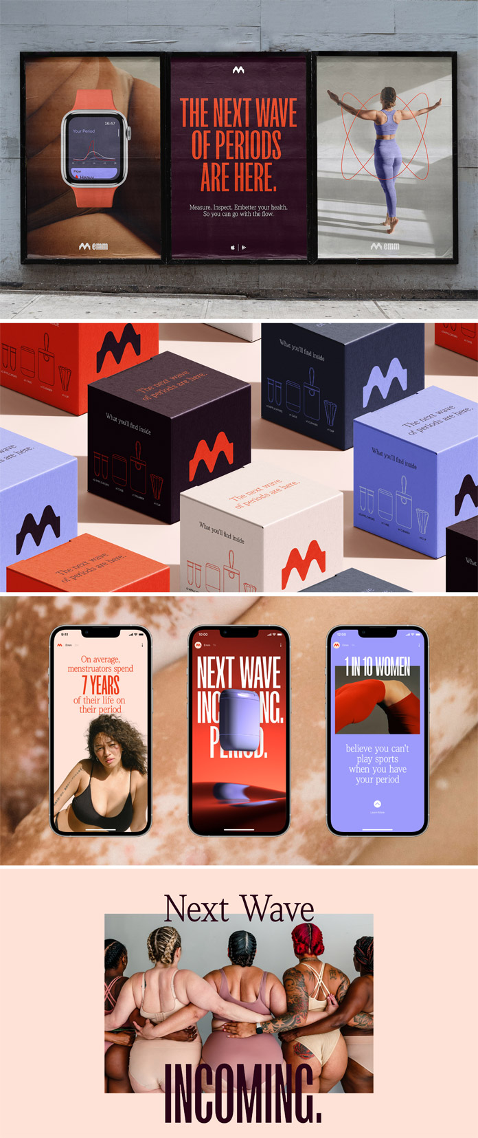 Rebranding by How Studio for emm, a healthcare and femtech revolutionist