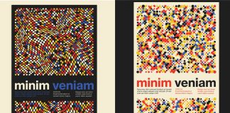 Colorful Retro Poster Templates with Abstract Dots Pattern Background