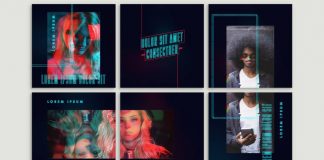 Cyberpunk Instagram Post Grid Template for Adobe Illustrator