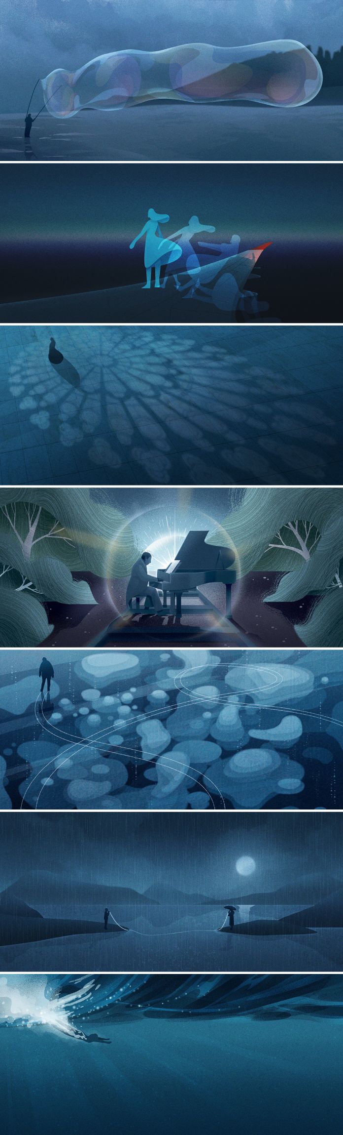Blue Illustrations by Weitong Mai