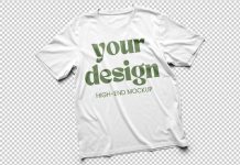 T-Shirt Photoshop Mockup with Transparent Background and Customizable Colors