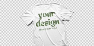 T-Shirt Photoshop Mockup with Transparent Background and Customizable Colors