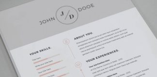 Adobe InDesign Resume Template with Gray Header and Footer