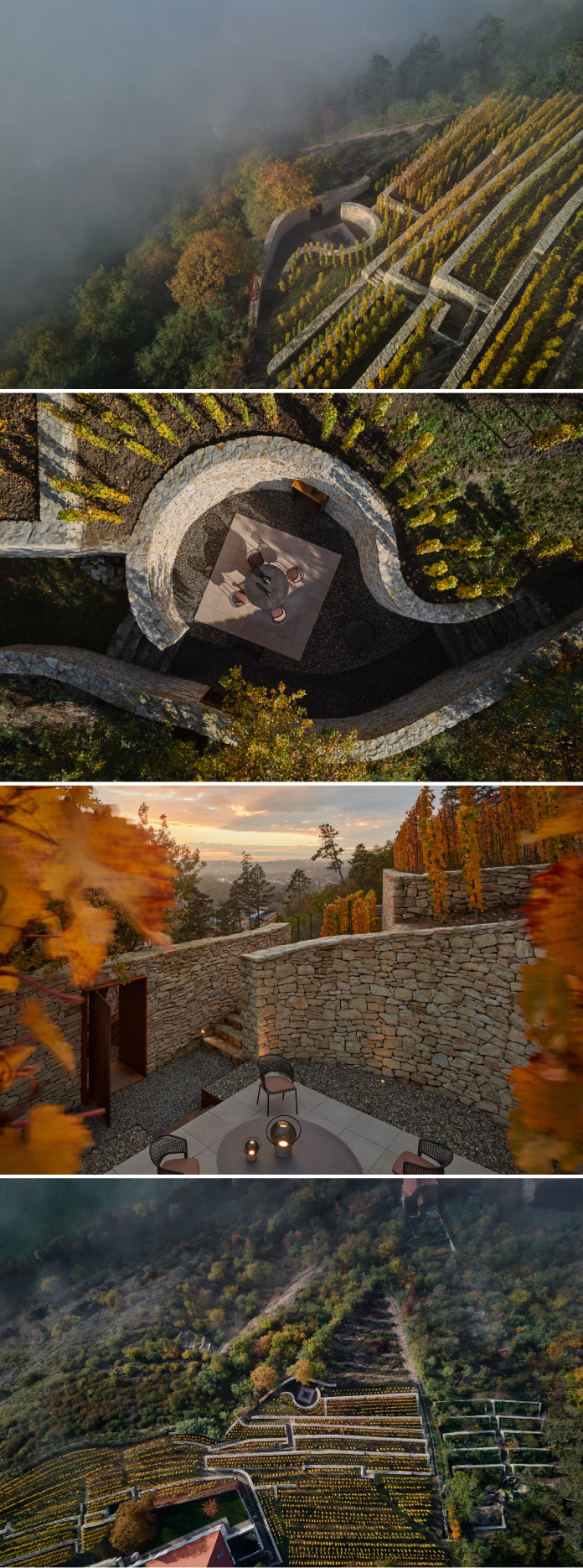 Fibonacci spiral terraced vineyard by Marco Maio Architects