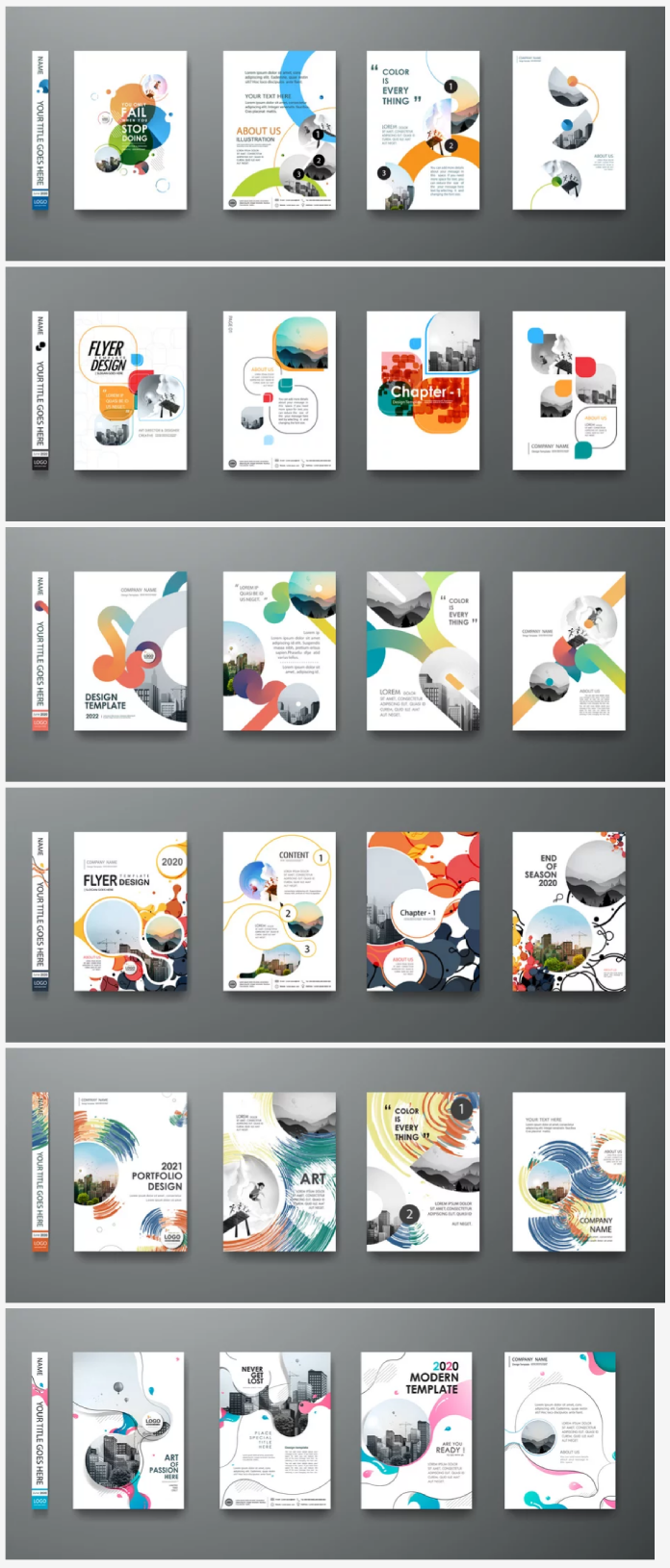 Graphic design print templates for book covers, brochures, and flyers