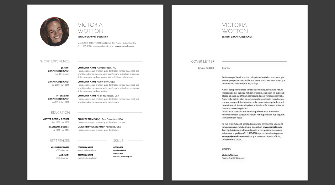 Modern & Minimalist Resume and Cover Letter Template for Adobe InDesign Modern & Minimalist Resume and Cover Letter Template for Adobe InDesign