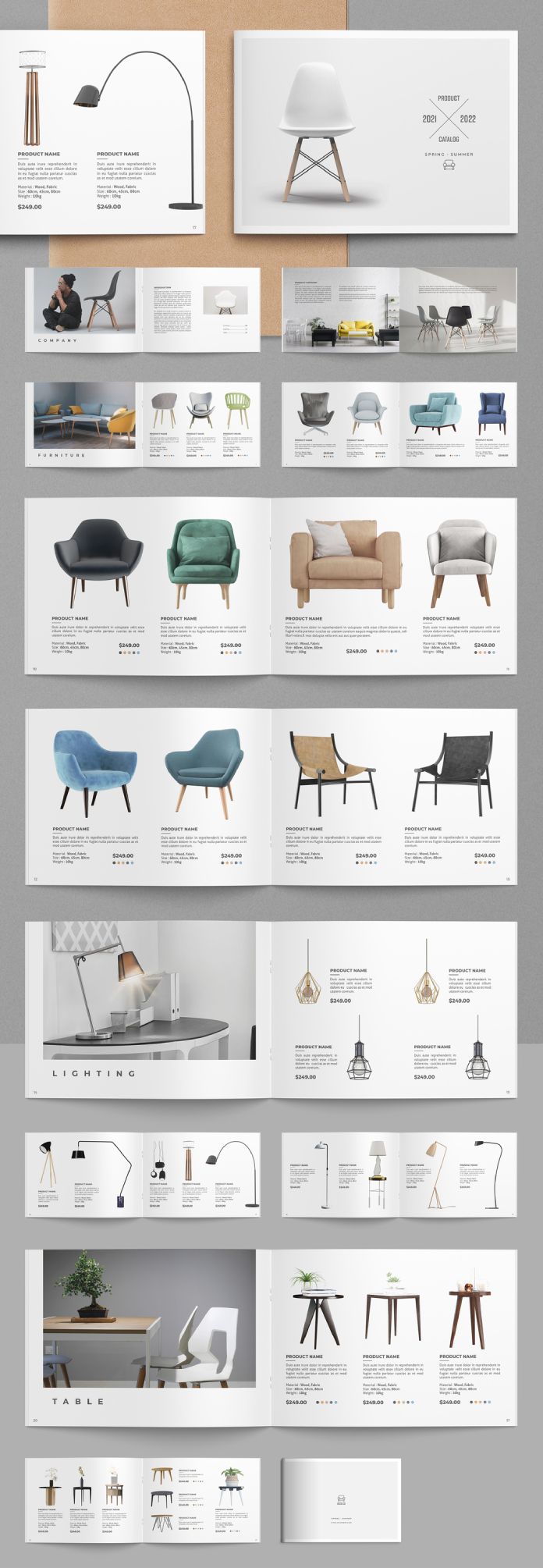 A5 product catalog template in landscape format