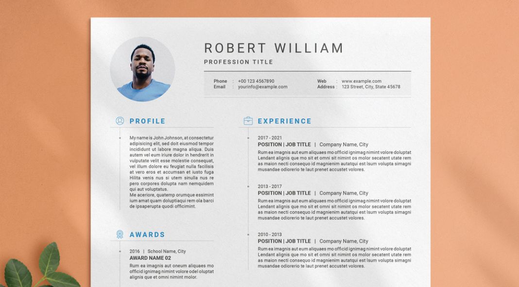 Adobe InDesign Resume Template with Blue Accents Adobe InDesign Resume Template with Blue Accents