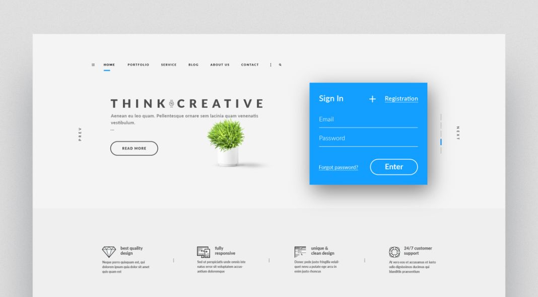Clean Website Template with Simple Line Icons