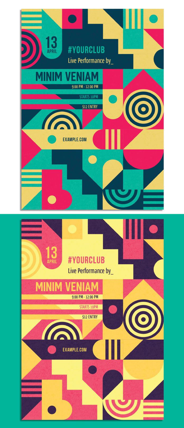 Modern Abstract Poster Templates with Geometric Shapes