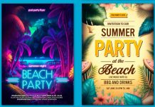 Summer beach party flyer mockups for Adobe Photoshop