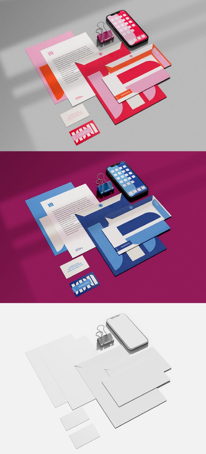 Stationery Mockup Set with Smartphone