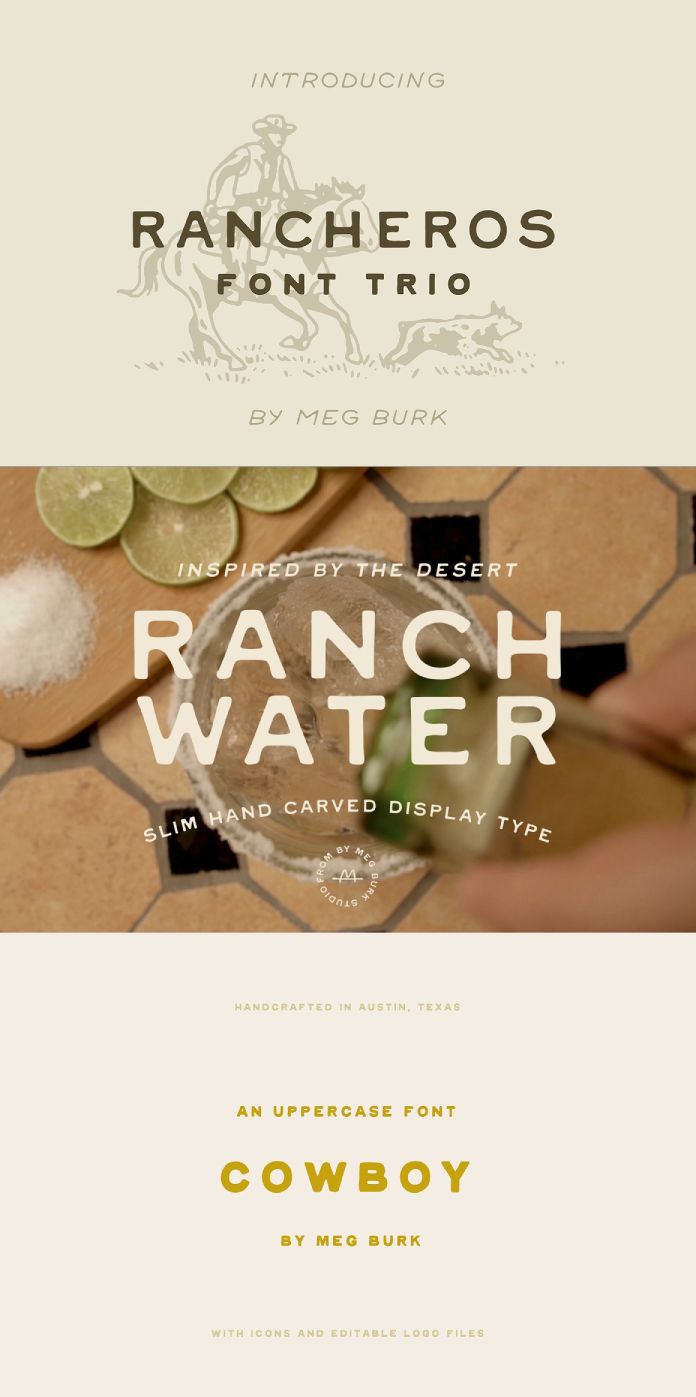 Rancheros - Western Font Trio by Meg Burk