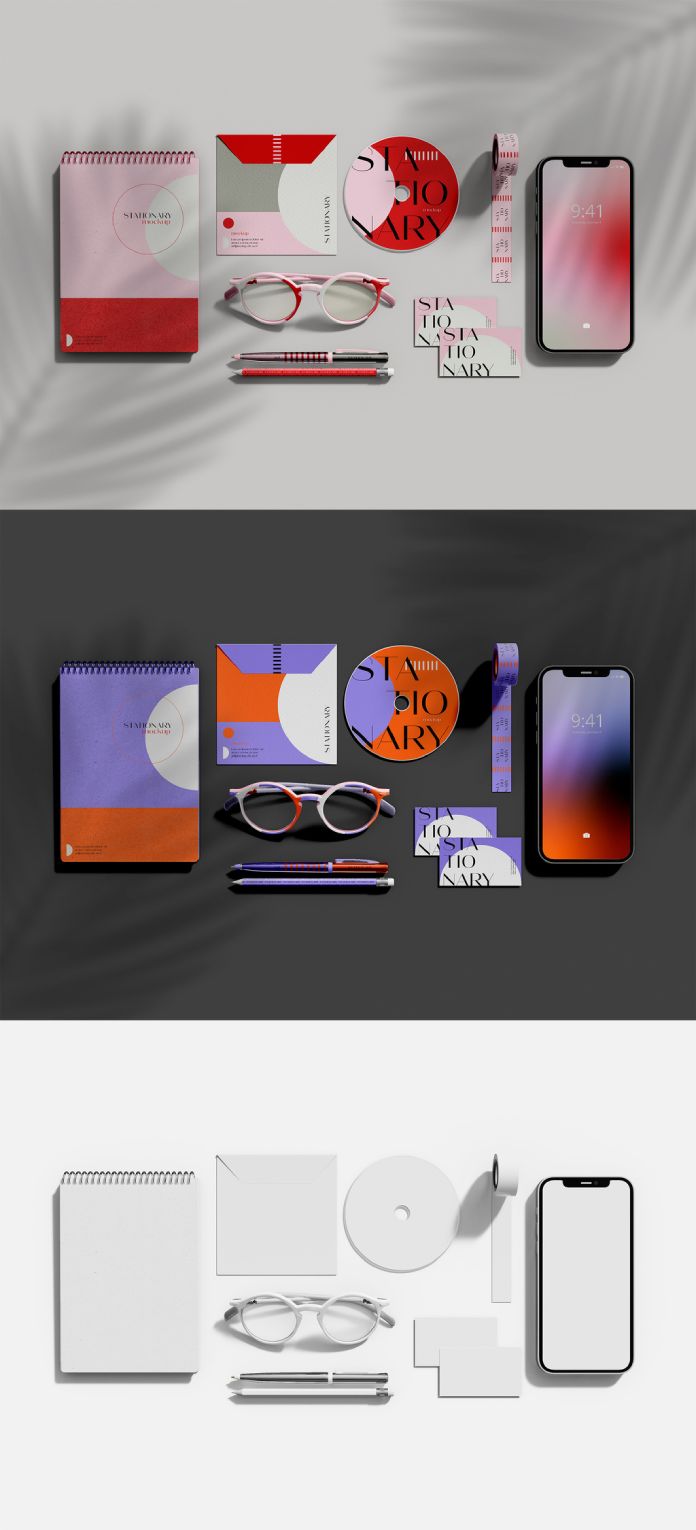 Stationery Mockup Set with Smartphone