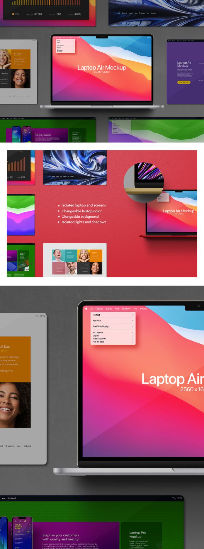 Download a laptop mockup presentation screen set in the style of an Apple MacBook Air.