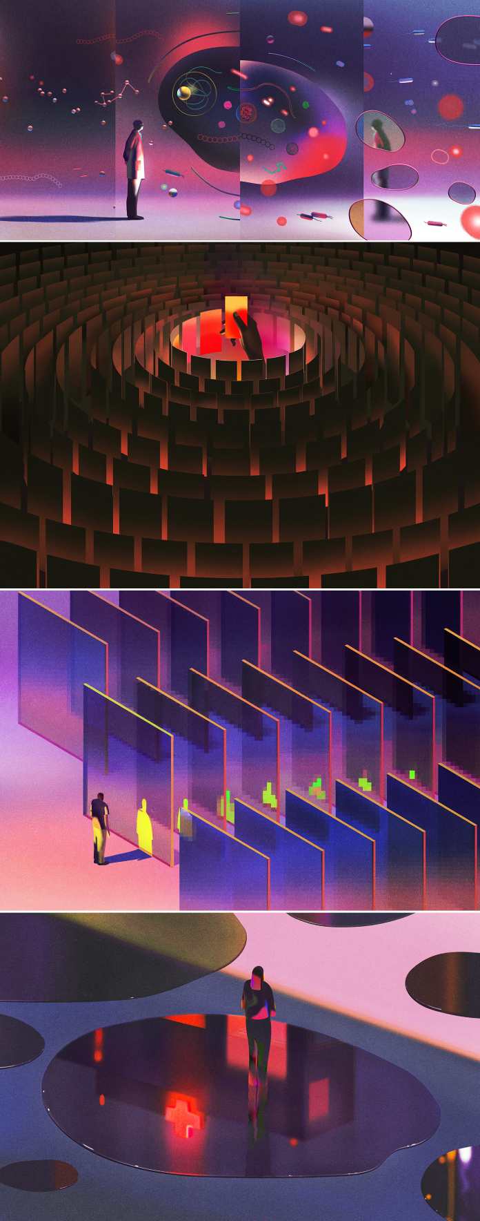 Editorial illustrations from 2023 by Ibrahim Rayintakath