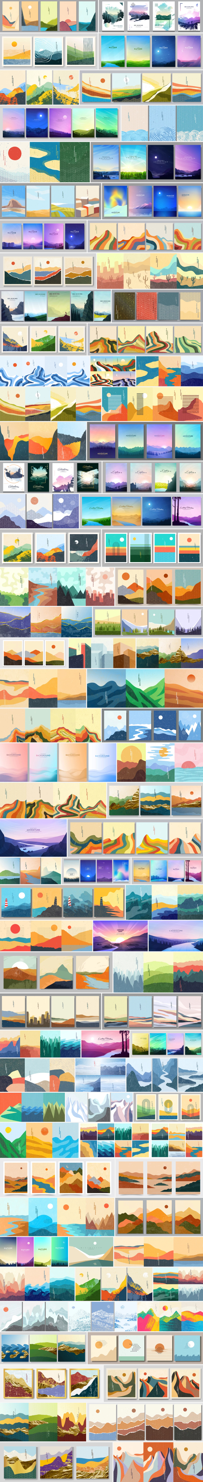 Minimalist semi-abstract illustrations as vector art for posters and fine art prints