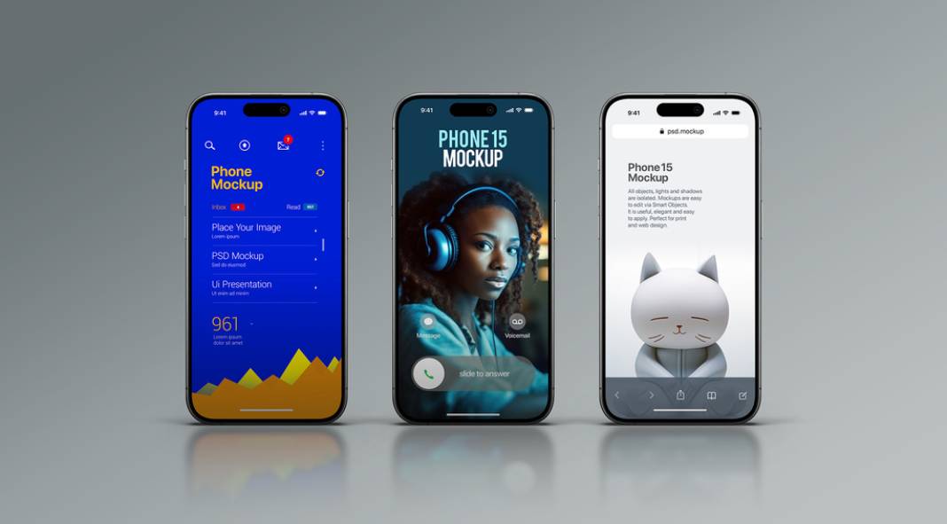 Apple iPhone 15 Pro Mockup Set (Front View) for Adobe Photoshop by Avelina Studio Apple iPhone 15 Pro Mockup Set (Front View) for Adobe Photoshop by Avelina Studio