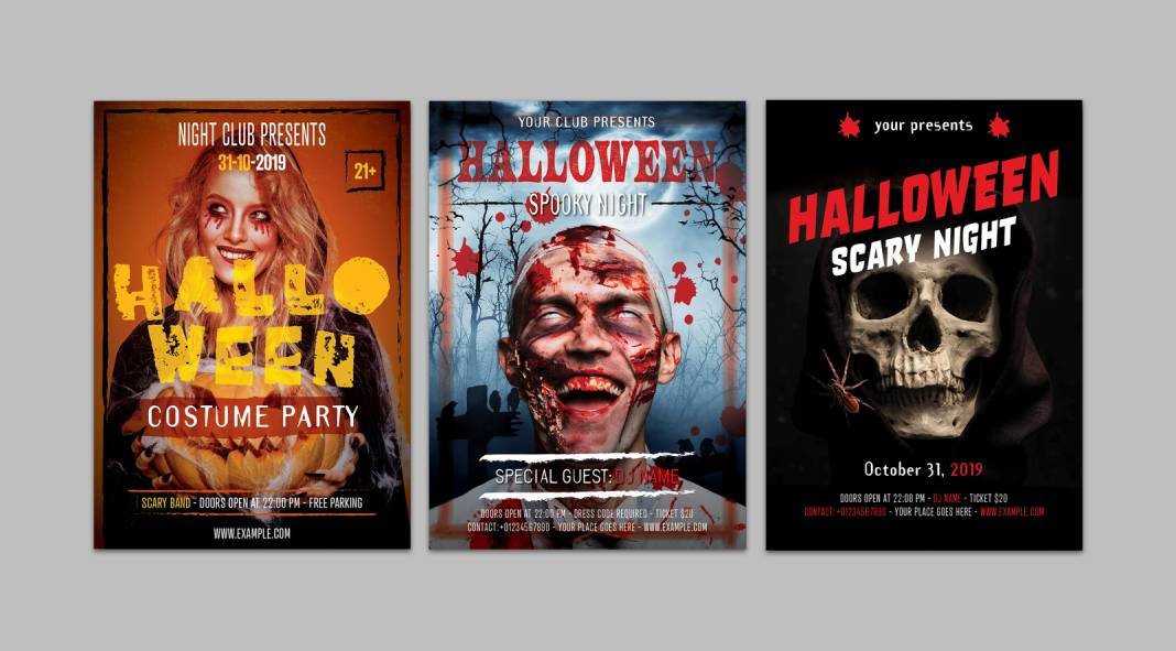 Customizable Halloween Flyer Templates with Stylized Text Customizable Halloween Flyer Templates with Stylized Text