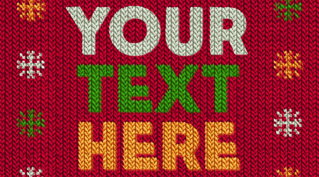 Knitted Christmas Sweater Text Effect Mockup for Adobe Photoshop Knitted Christmas Sweater Text Effect Mockup for Adobe Photoshop