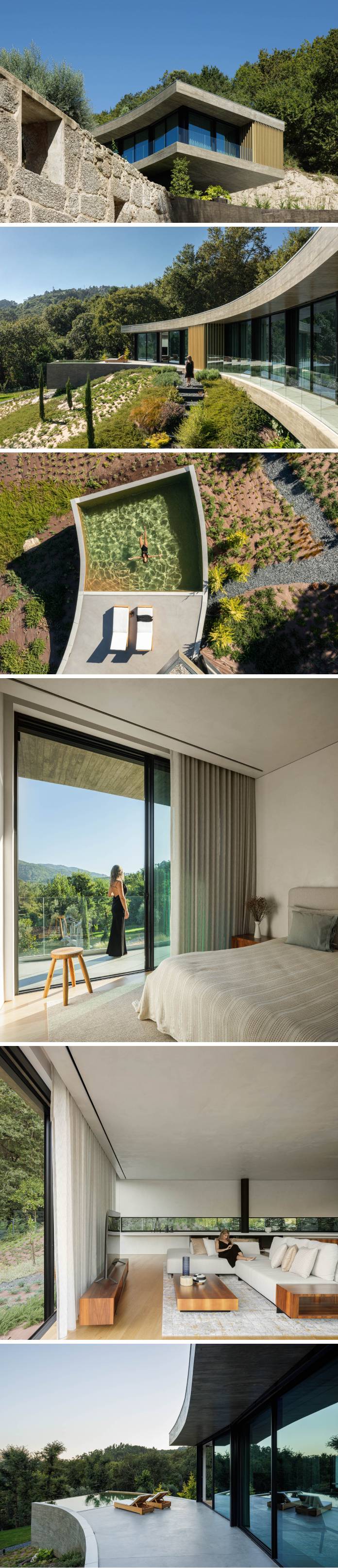 A golden curved house by architecture and design studio Mutant.