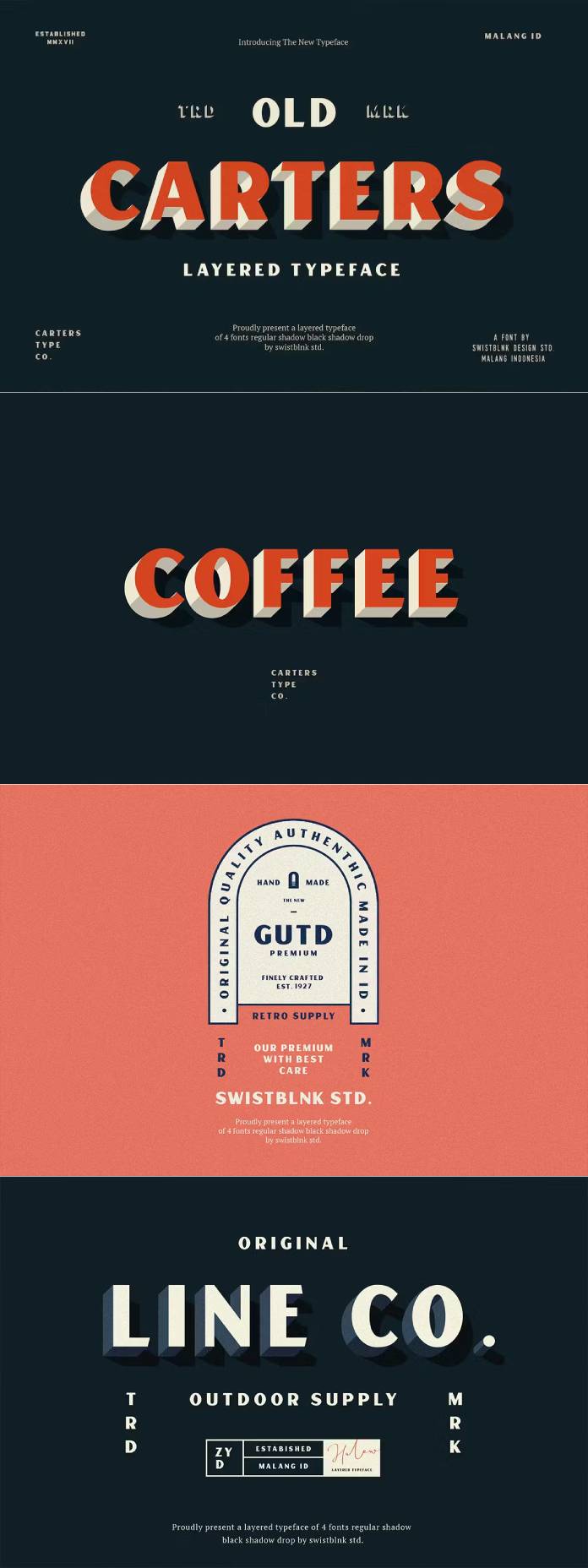 Carter Layered Typeface by Swistblink Design Studio