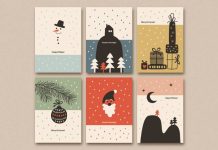 Holiday Christmas Card Templates with Cute Illustrations