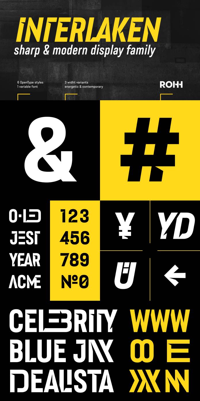 Interlaken font family by ROHH