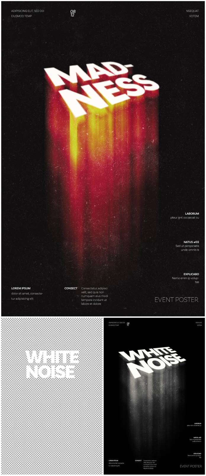 PSD Poster Design Template with Fading Text Effect and Smart Layer