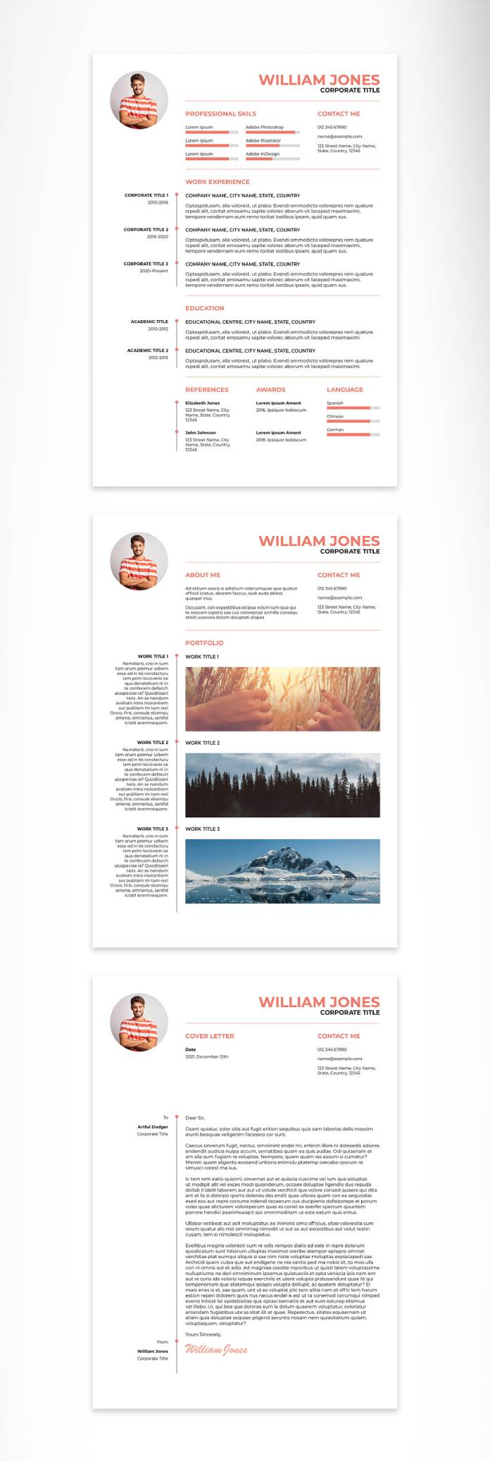 Advanced Job Application Resume and Cover Letter Template for Adobe InDesign