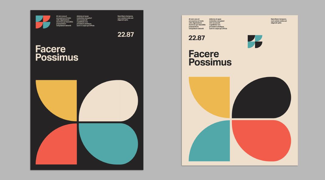 Swiss graphic design-inspired vintage poster design template by blackcatstudio